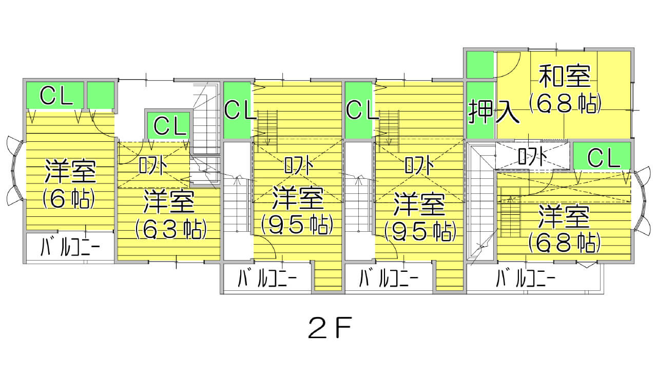 アパートの２階間取り図
