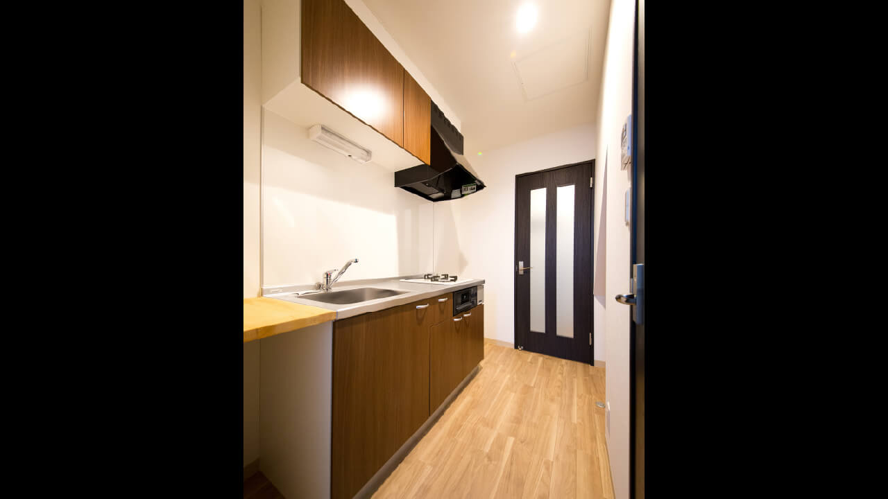 アパート内観、キッチンの写真