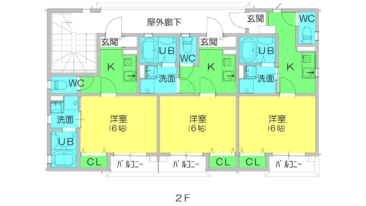 アパートの２階間取り図