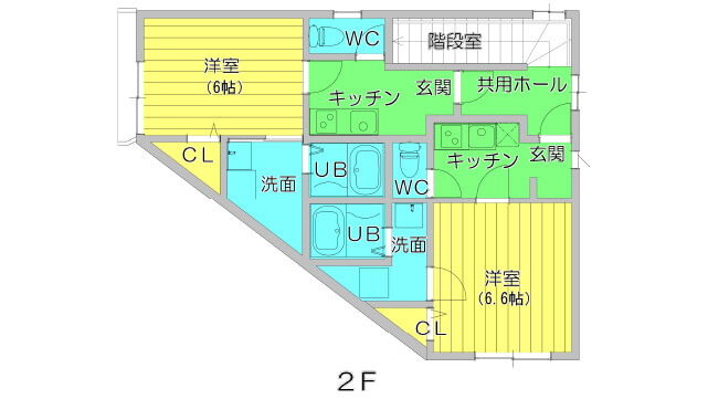アパートの２階間取り図