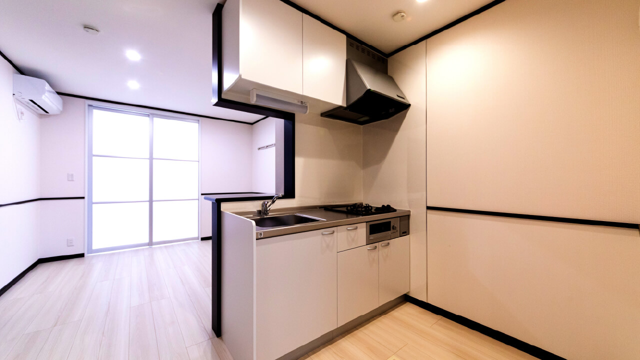 アパート内観、キッチンの写真
